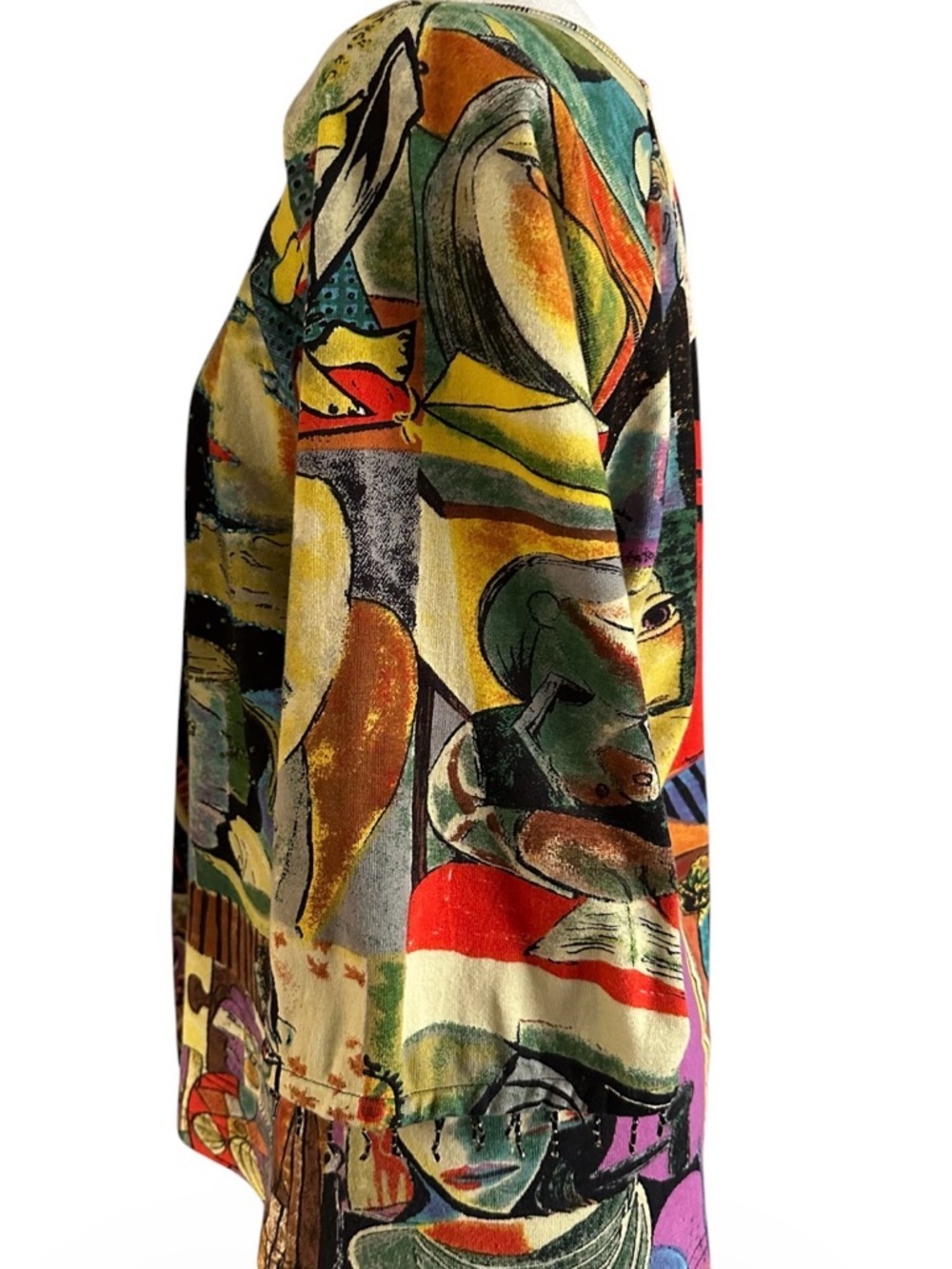 Kaktus vintage Abstract Multicolor Scoop Neck Women's Top size L beaded front - Picture 5 of 10